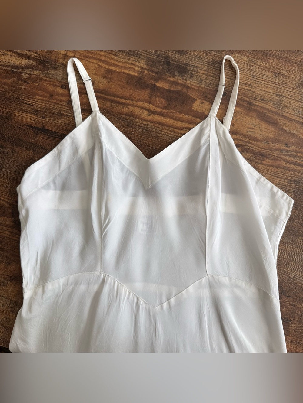 Vintage 50s White Semi-Sheer Coquette Cottage Taffeta Slip Dress ~ Size XS - Picture 7 of 9